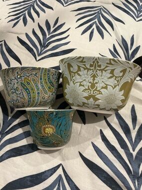 Liberty of London Green and Teal Floral Ceramic Bowls